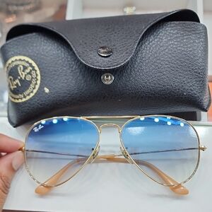 Ray-Ban Blue and Gold Aviator Sunglasses